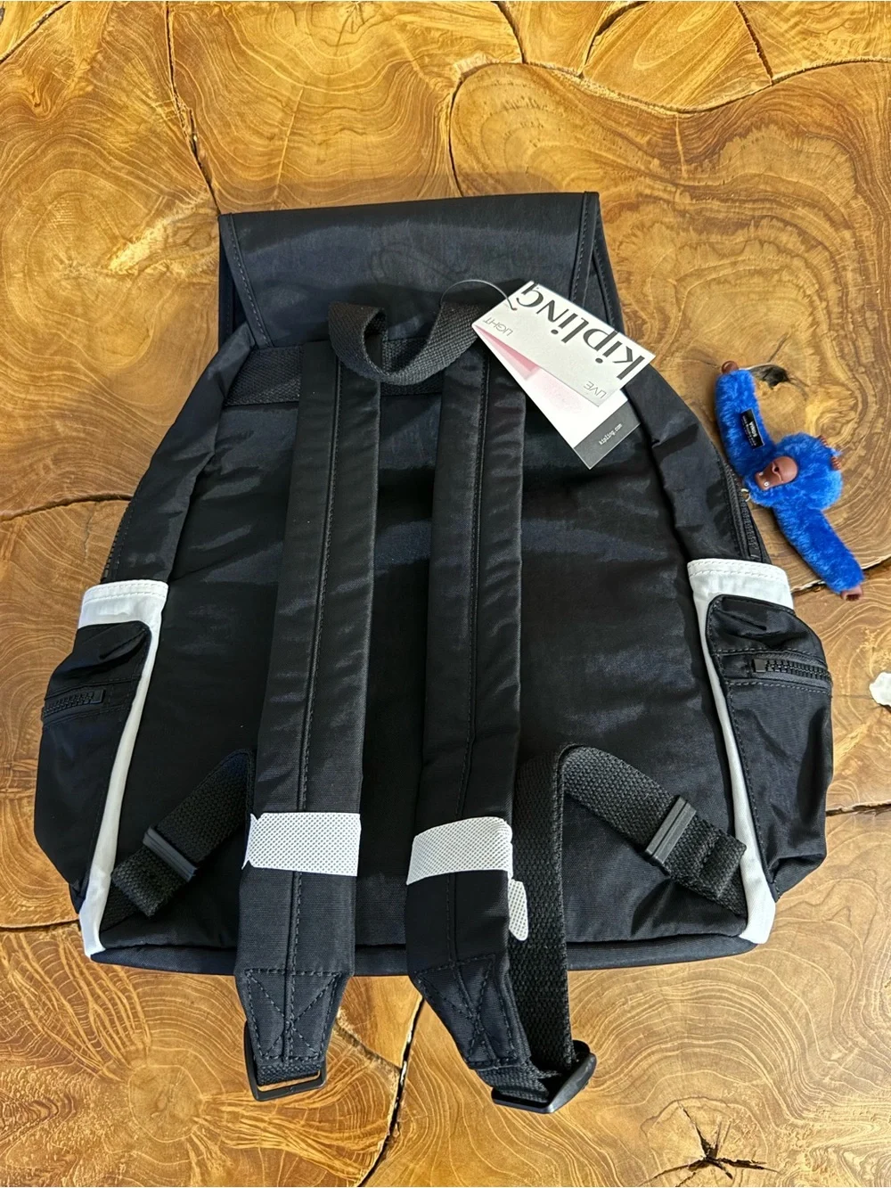 Kipling Black & White Backpack NWT Nylon Multicolor Logo Monkey